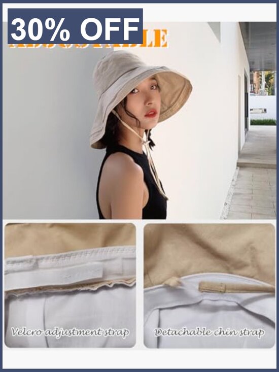 Wide Brim Sun Hat with UV Protection, Adjustable Bucket Hat, Packable Travel Hat main image 6